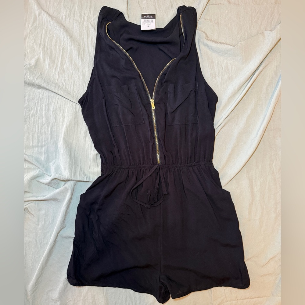 Rue21 Black Romper with Gold Zipper